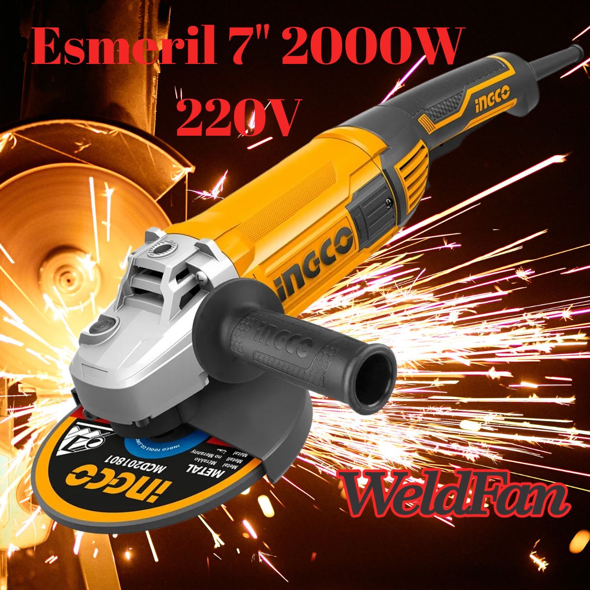 Esmeril Angular De 7 Pulgadas 220v/ 2000w/ Amoladora Ingco - Imagen 2